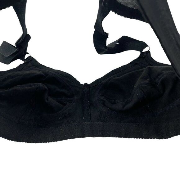 Isadora Paccini Bra Womens Size 34B Black Cotton Blend Floral Eyelete Wireless - Picture 7 of 9